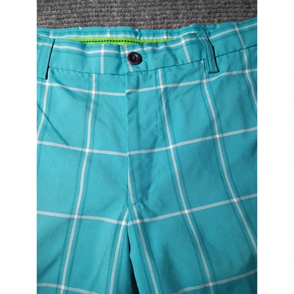 Izod Golf Men's Checkered Golf Turquoise And White Plaid Pants Size 32x30